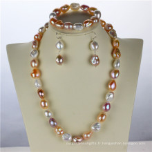 Snh 12mm AA Mixed Color Freshwater Wedding Real Pearl Set